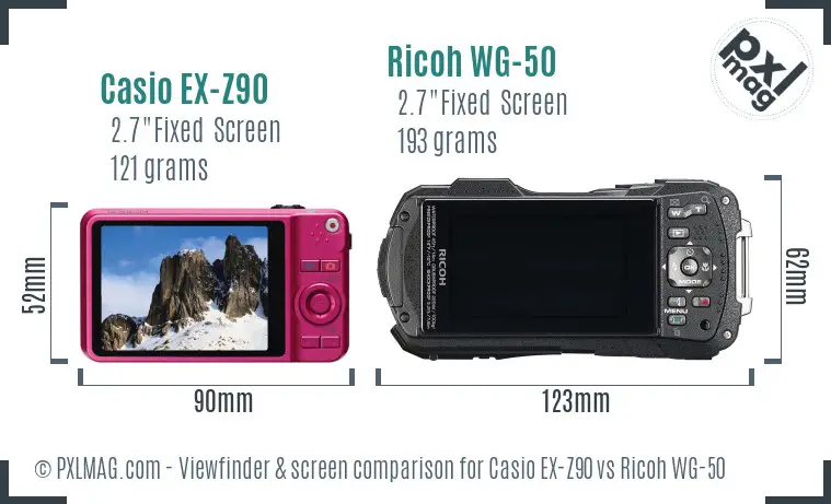 Casio EX-Z90 vs Ricoh WG-50 Screen and Viewfinder comparison