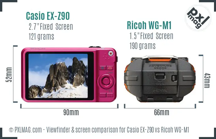 Casio EX-Z90 vs Ricoh WG-M1 Screen and Viewfinder comparison