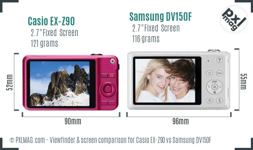 Casio EX-Z90 vs Samsung DV150F Screen and Viewfinder comparison