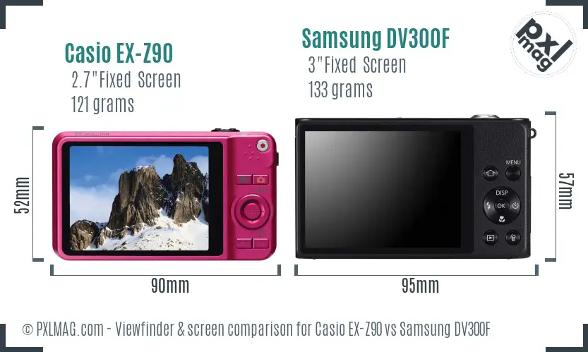 Casio EX-Z90 vs Samsung DV300F Screen and Viewfinder comparison