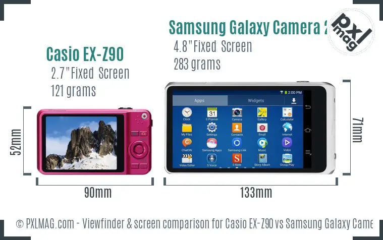 Casio EX-Z90 vs Samsung Galaxy Camera 2 Screen and Viewfinder comparison Casio EX-Z90 vs Samsung Galaxy Camera 2 Screen and Viewfinder comparison