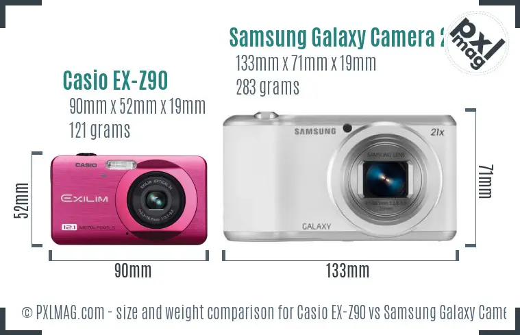 Casio EX-Z90 vs Samsung Galaxy Camera 2 size comparison Casio EX-Z90 vs Samsung Galaxy Camera 2 size comparison