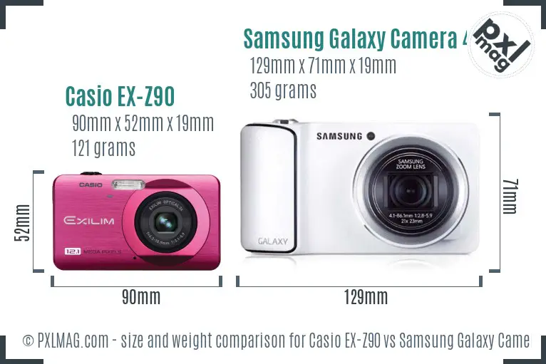Casio EX-Z90 vs Samsung Galaxy Camera 4G size comparison