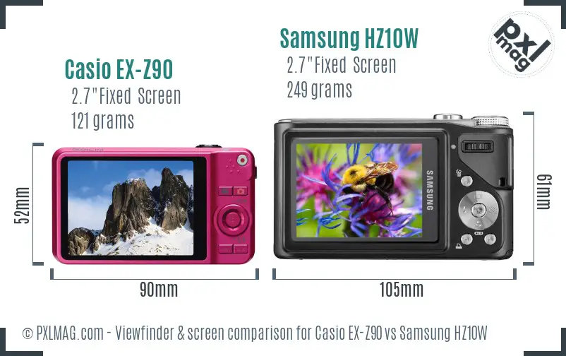 Casio EX-Z90 vs Samsung HZ10W Screen and Viewfinder comparison Casio EX-Z90 vs Samsung HZ10W Screen and Viewfinder comparison