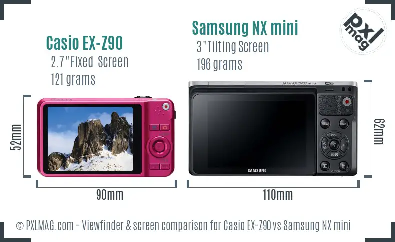 Casio EX-Z90 vs Samsung NX mini Screen and Viewfinder comparison Casio EX-Z90 vs Samsung NX mini Screen and Viewfinder comparison