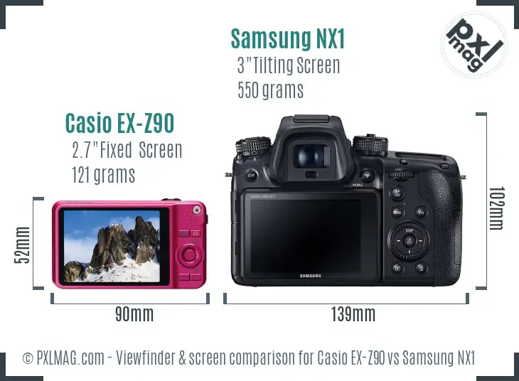 Casio EX-Z90 vs Samsung NX1 Screen and Viewfinder comparison Casio EX-Z90 vs Samsung NX1 Screen and Viewfinder comparison