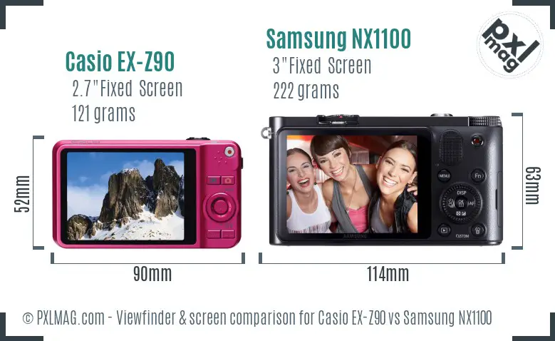 Casio EX-Z90 vs Samsung NX1100 Screen and Viewfinder comparison