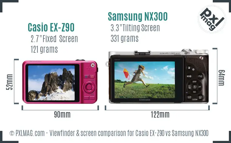 Casio EX-Z90 vs Samsung NX300 Screen and Viewfinder comparison