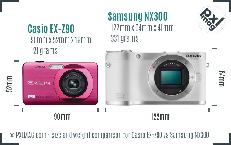 Casio EX-Z90 vs Samsung NX300 size comparison