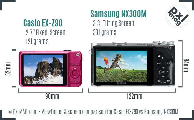 Casio EX-Z90 vs Samsung NX300M Screen and Viewfinder comparison