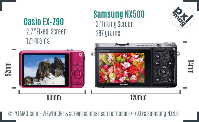 Casio EX-Z90 vs Samsung NX500 Screen and Viewfinder comparison