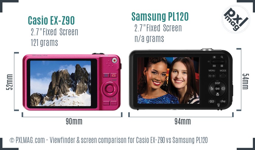Casio EX-Z90 vs Samsung PL120 Screen and Viewfinder comparison