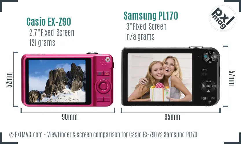 Casio EX-Z90 vs Samsung PL170 Screen and Viewfinder comparison Casio EX-Z90 vs Samsung PL170 Screen and Viewfinder comparison