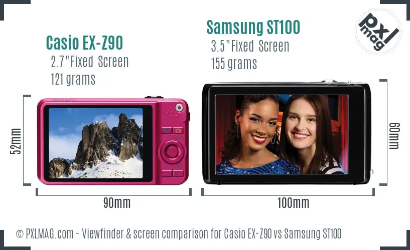 Casio EX-Z90 vs Samsung ST100 Screen and Viewfinder comparison