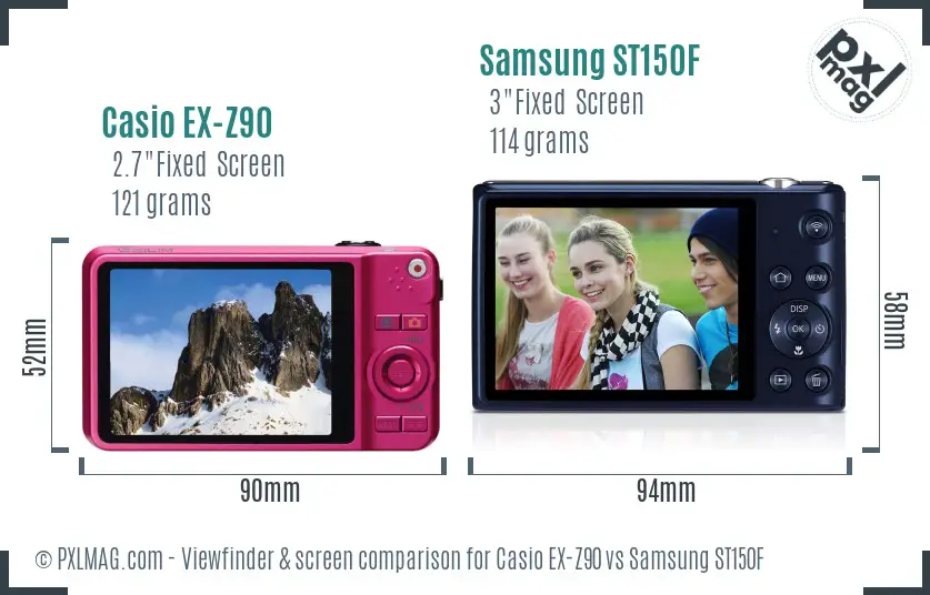 Casio EX-Z90 vs Samsung ST150F Screen and Viewfinder comparison