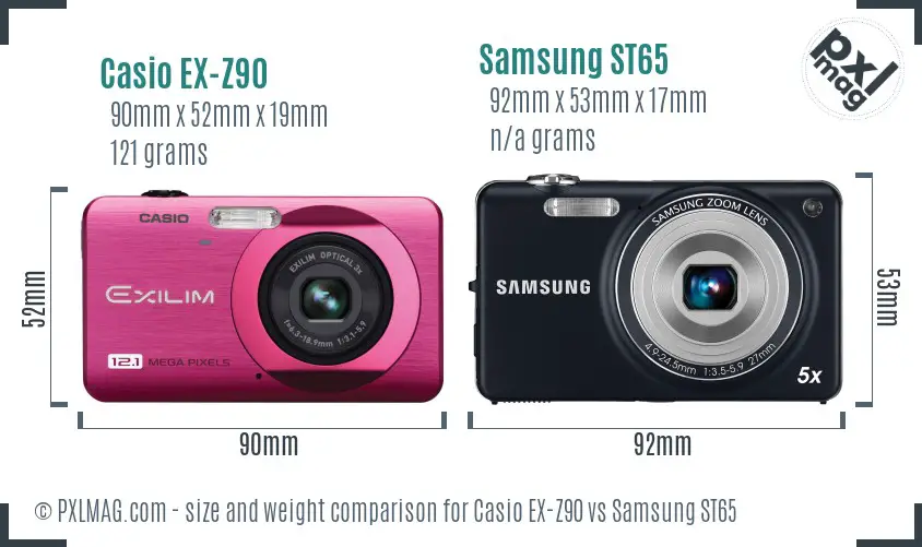 Casio EX-Z90 vs Samsung ST65 size comparison