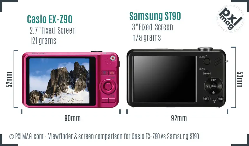 Casio EX-Z90 vs Samsung ST90 Screen and Viewfinder comparison