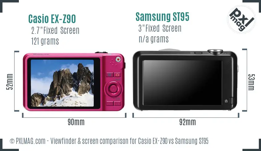 Casio EX-Z90 vs Samsung ST95 Screen and Viewfinder comparison