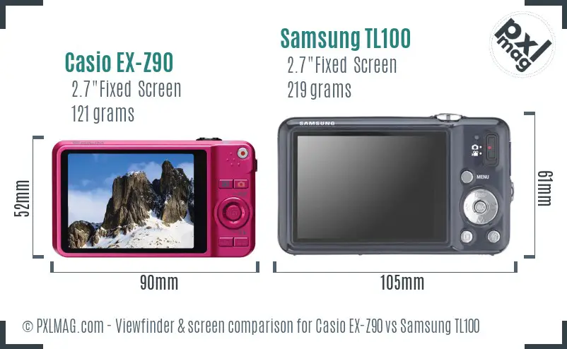 Casio EX-Z90 vs Samsung TL100 Screen and Viewfinder comparison