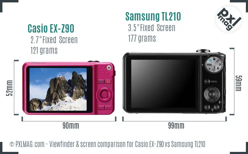Casio EX-Z90 vs Samsung TL210 Screen and Viewfinder comparison