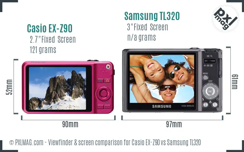 Casio EX-Z90 vs Samsung TL320 Screen and Viewfinder comparison