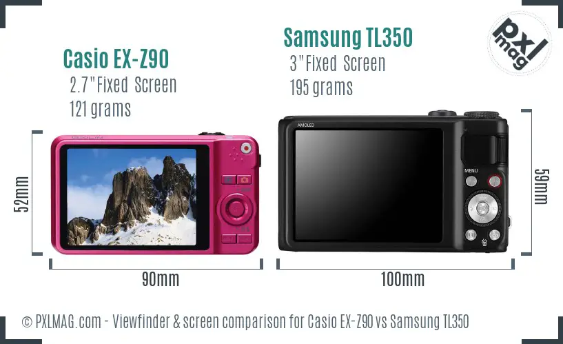 Casio EX-Z90 vs Samsung TL350 Screen and Viewfinder comparison