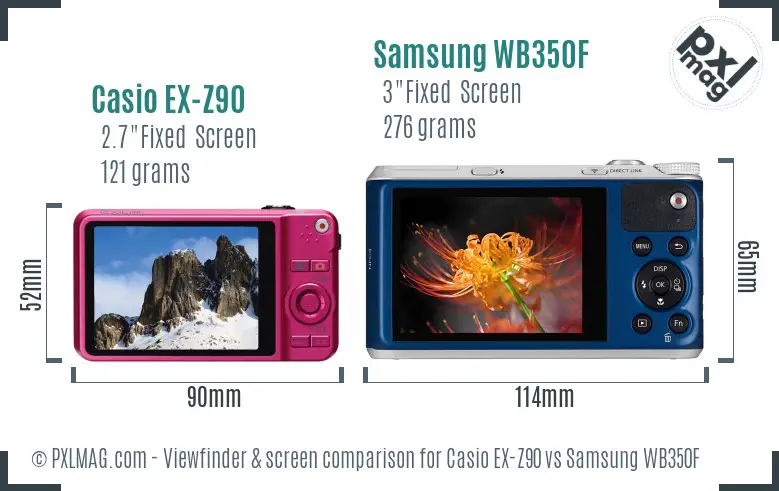 Casio EX-Z90 vs Samsung WB350F Screen and Viewfinder comparison