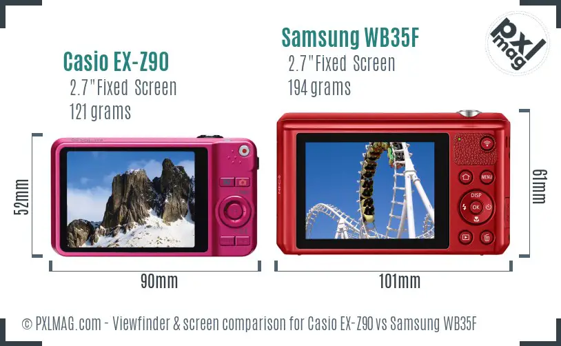 Casio EX-Z90 vs Samsung WB35F Screen and Viewfinder comparison