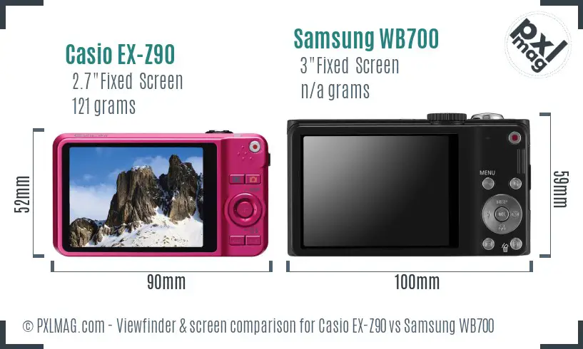Casio EX-Z90 vs Samsung WB700 Screen and Viewfinder comparison