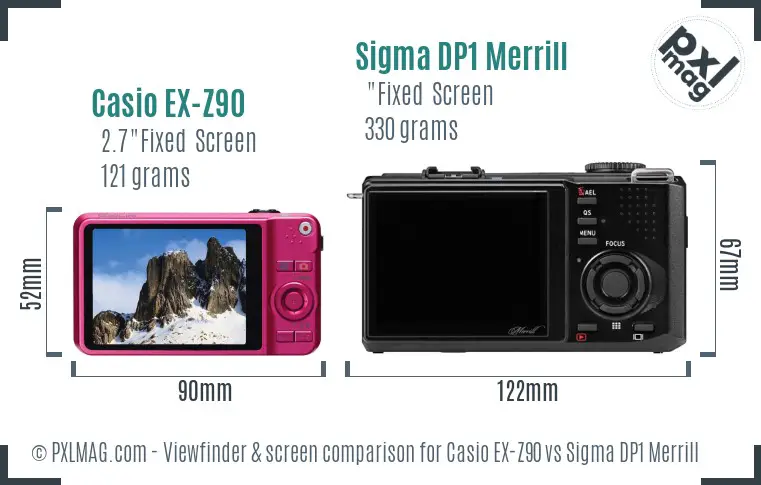 Casio EX-Z90 vs Sigma DP1 Merrill Screen and Viewfinder comparison