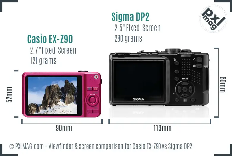 Casio EX-Z90 vs Sigma DP2 Screen and Viewfinder comparison Casio EX-Z90 vs Sigma DP2 Screen and Viewfinder comparison