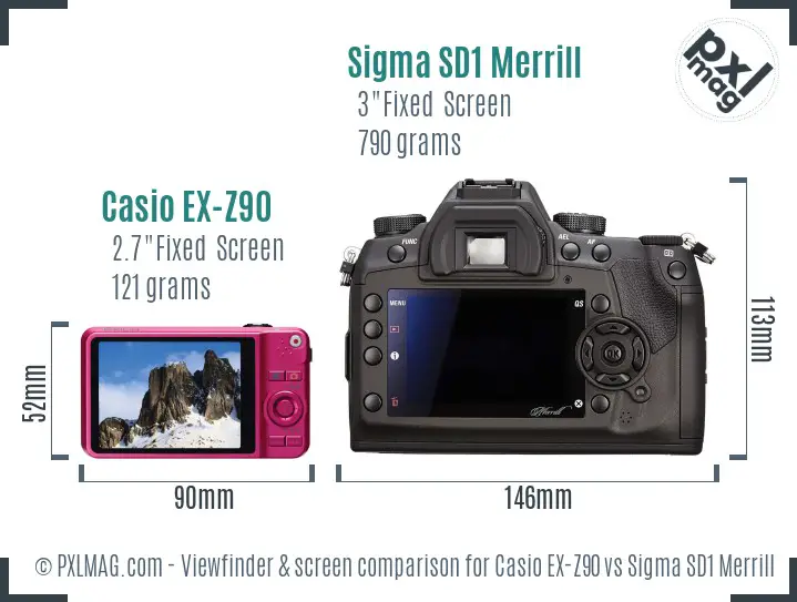 Casio EX-Z90 vs Sigma SD1 Merrill Screen and Viewfinder comparison