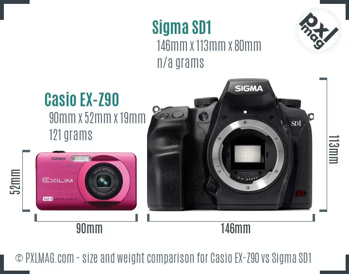 Casio EX-Z90 vs Sigma SD1 size comparison