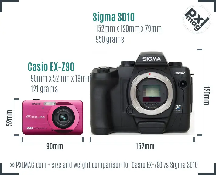 Casio EX-Z90 vs Sigma SD10 size comparison Casio EX-Z90 vs Sigma SD10 size comparison