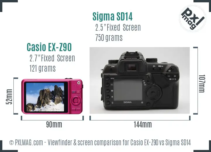 Casio EX-Z90 vs Sigma SD14 Screen and Viewfinder comparison