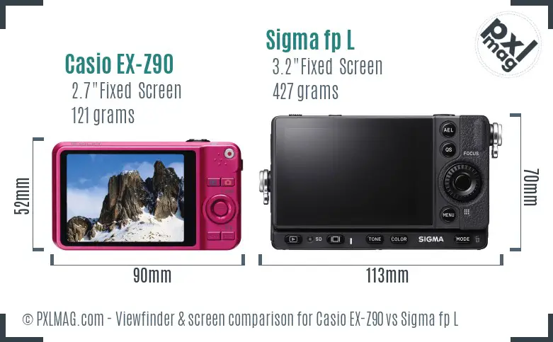 Casio EX-Z90 vs Sigma fp L Screen and Viewfinder comparison