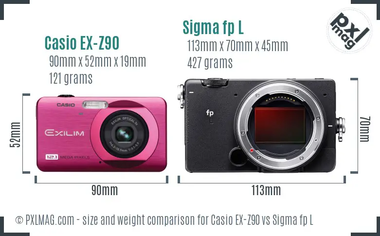 Casio EX-Z90 vs Sigma fp L size comparison