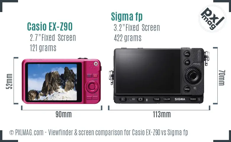 Casio EX-Z90 vs Sigma fp Screen and Viewfinder comparison