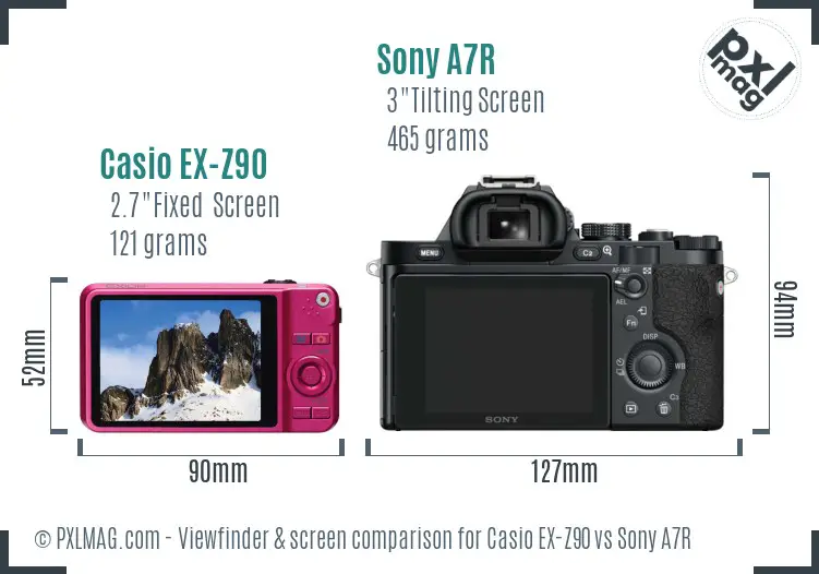 Casio EX-Z90 vs Sony A7R Screen and Viewfinder comparison