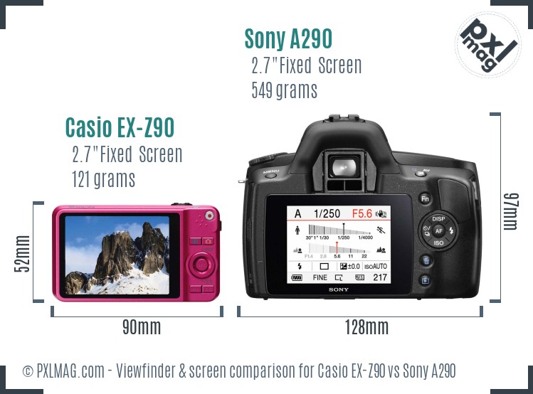 Casio EX-Z90 vs Sony A290 Screen and Viewfinder comparison