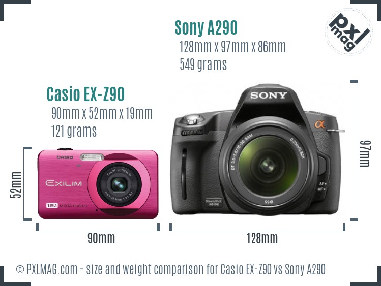 Casio EX-Z90 vs Sony A290 size comparison Casio EX-Z90 vs Sony A290 size comparison