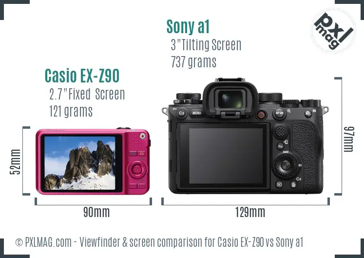 Casio EX-Z90 vs Sony a1 Screen and Viewfinder comparison