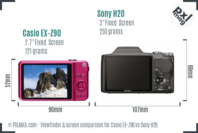Casio EX-Z90 vs Sony H20 Screen and Viewfinder comparison Casio EX-Z90 vs Sony H20 Screen and Viewfinder comparison