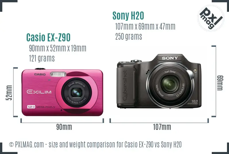 Casio EX-Z90 vs Sony H20 size comparison Casio EX-Z90 vs Sony H20 size comparison