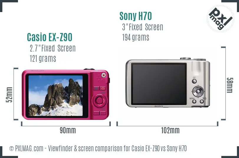 Casio EX-Z90 vs Sony H70 Screen and Viewfinder comparison