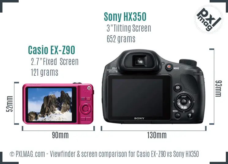 Casio EX-Z90 vs Sony HX350 Screen and Viewfinder comparison Casio EX-Z90 vs Sony HX350 Screen and Viewfinder comparison