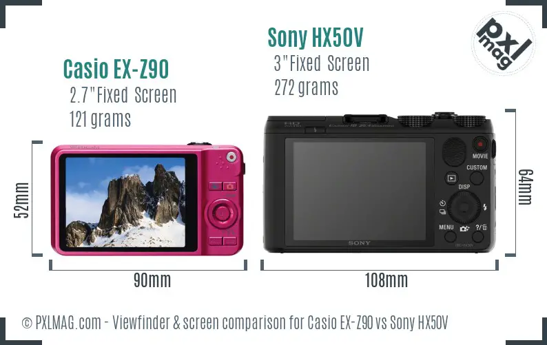 Casio EX-Z90 vs Sony HX50V Screen and Viewfinder comparison