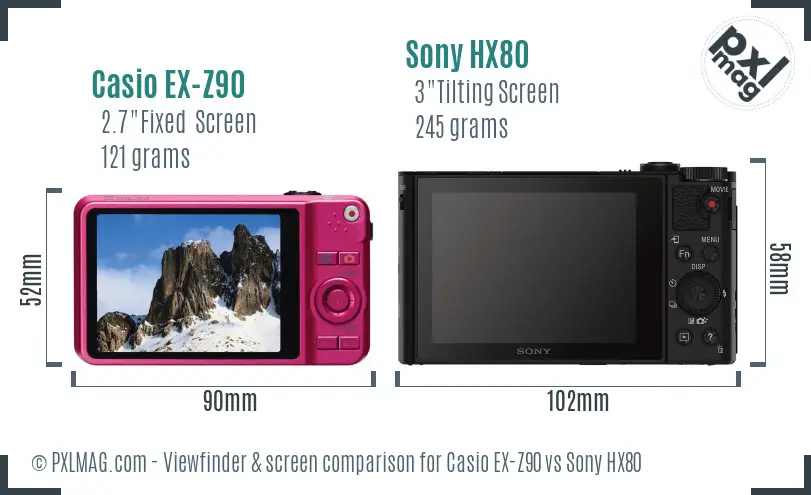 Casio EX-Z90 vs Sony HX80 Screen and Viewfinder comparison