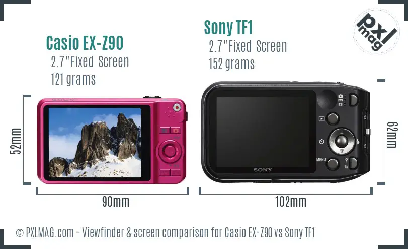 Casio EX-Z90 vs Sony TF1 Screen and Viewfinder comparison