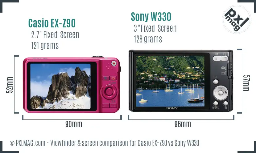 Casio EX-Z90 vs Sony W330 Screen and Viewfinder comparison Casio EX-Z90 vs Sony W330 Screen and Viewfinder comparison